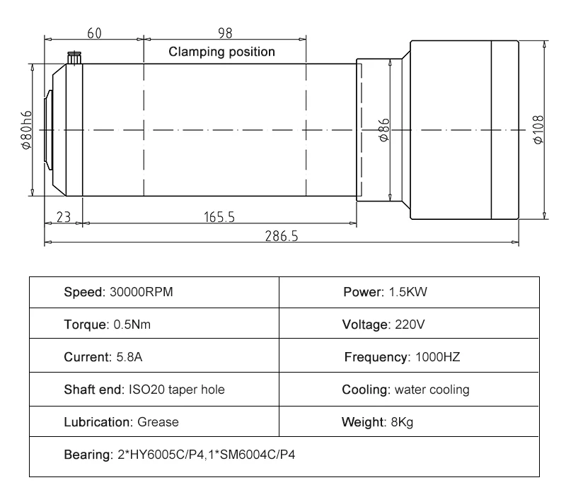 1.5kw المغزل ATC باستخدام الحاسب الآلي