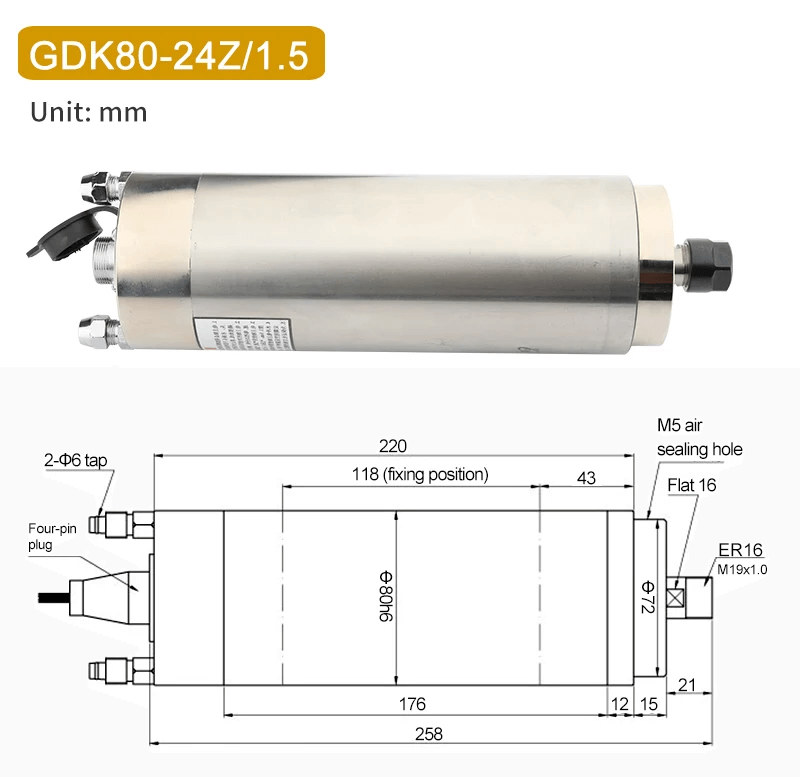 Broches de refroidissement par eau à couple constant de 1,5 kW