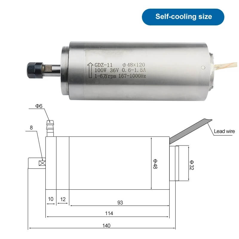 100W watergekoelde cnc-spindels