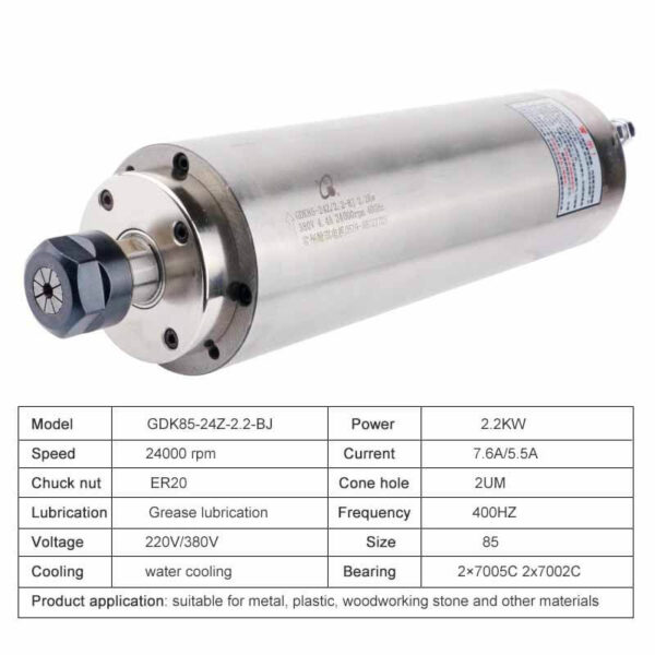 ציר כרסום חריטת cnc 2.2kw למתכת