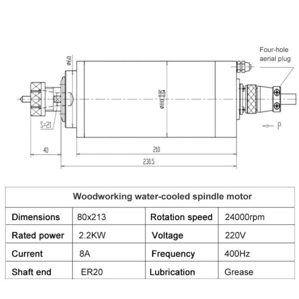 2.2kw水冷スピンドルモーター