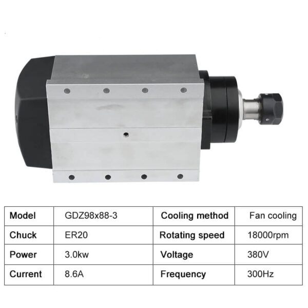 Motor de eixo refrigerado a ar de 3,0 kw