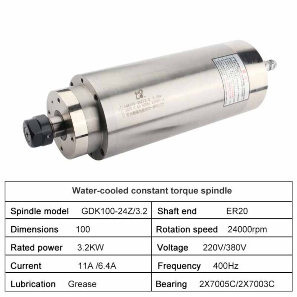 มอเตอร์แกน CNC ระบายความร้อนด้วยน้ำ 3.2KW