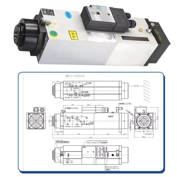 Herramienta automática refrigerada por aire atc de 4,5 kw, husillos cnc cambiados