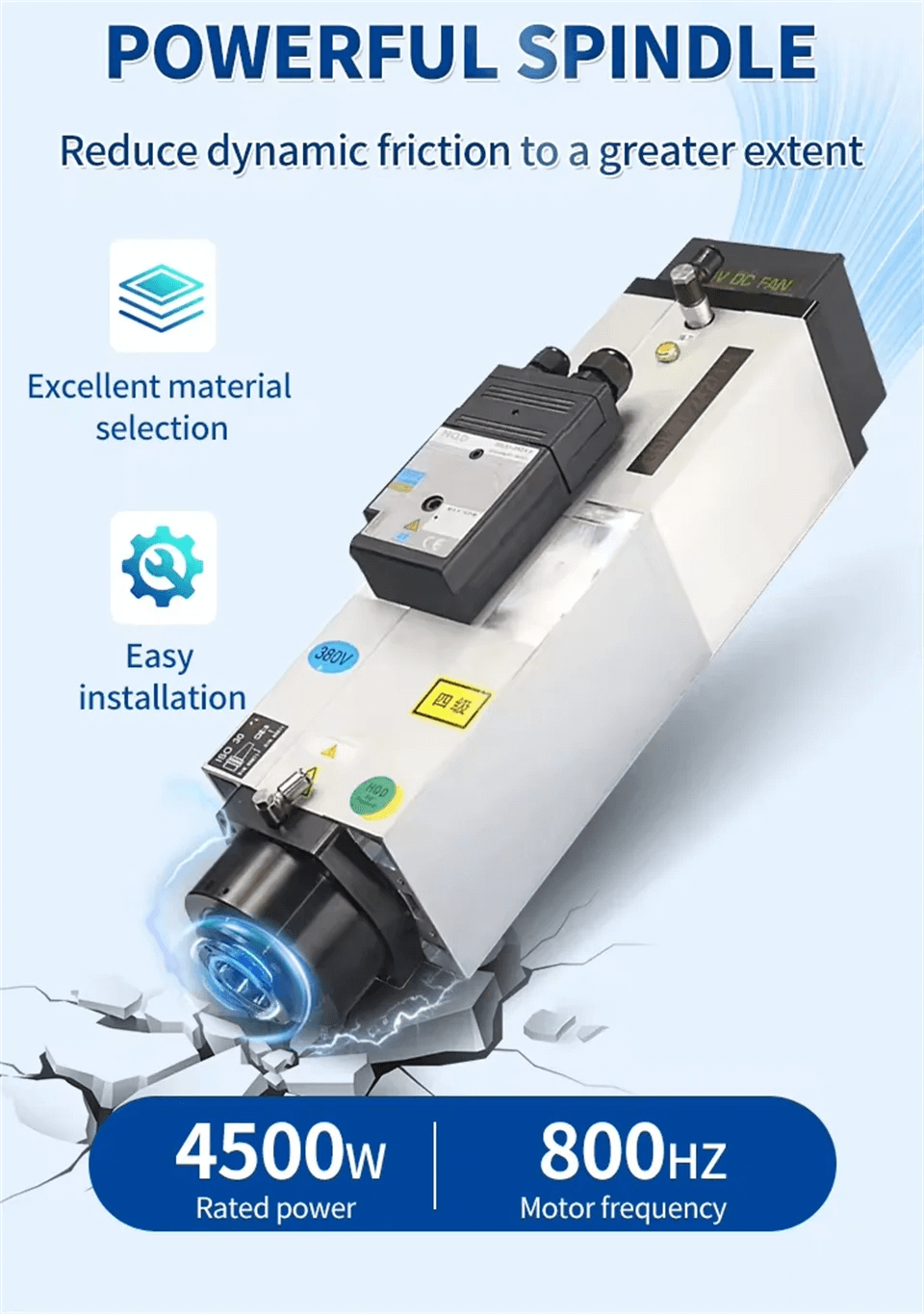 Mandrino cambio utensili automatico con mandrino raffreddato ad aria da 4,5 kW atc