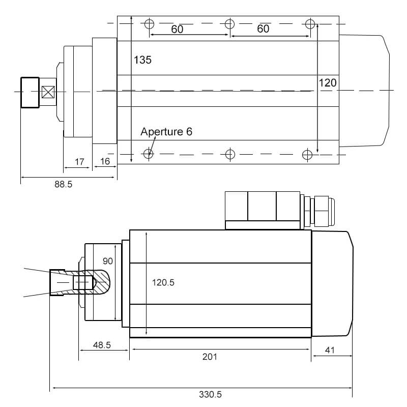 4,5kw квадратен мотор со вретено со воздушно ладење 380v