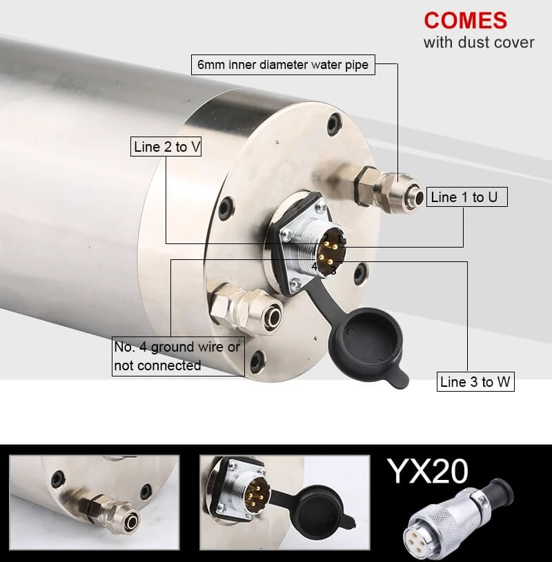 Вретено со вода за глодање од 4 kw cnc