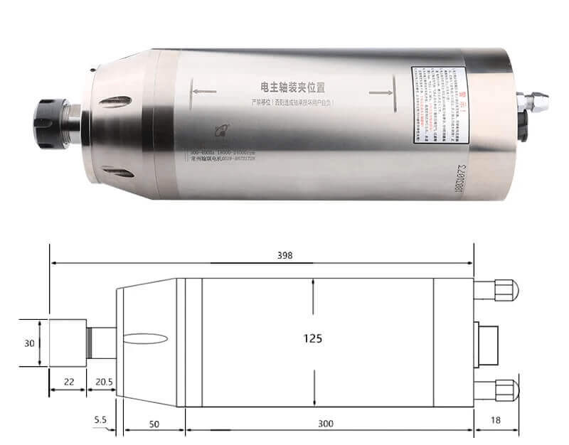 มอเตอร์แกนหมุนแกะสลัก CNC ระบายความร้อนด้วยน้ำ 5.5KW