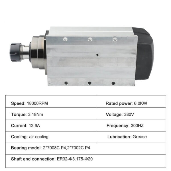 6.0kw square air cooled spindle motor