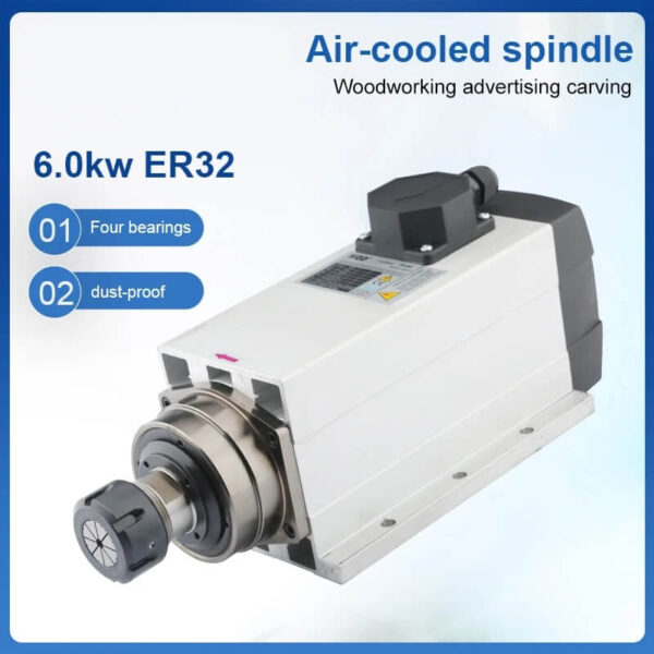 6kw ER32 Quadrado refrigerado a ar CNC Spindles Motor 220V 380V kits