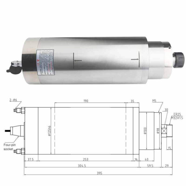 7.5kw metal water cooling spindle