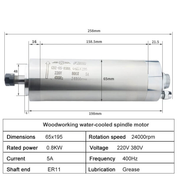 Motor cu mașină cnc răcit cu apă de 800 W