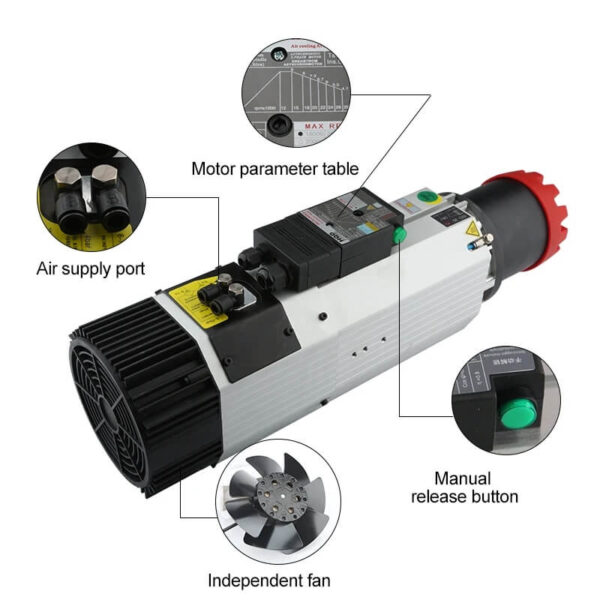 Changeur d'outils automatique à broche refroidie par air 9kw