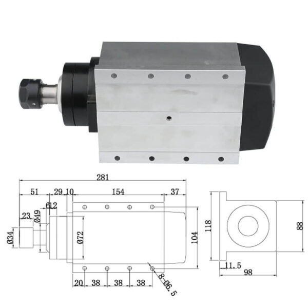 Moteur de broche refroidi par air CNC