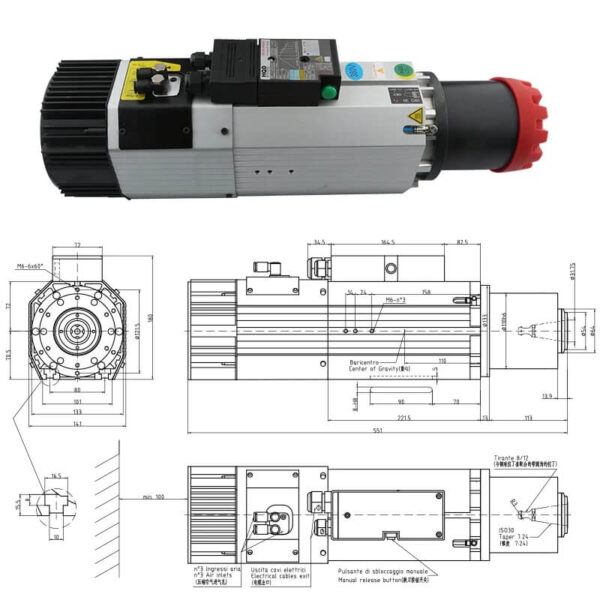 HQD المغزل الإلكتروني ATC تبريد الهواء 9kw12hp ISO30