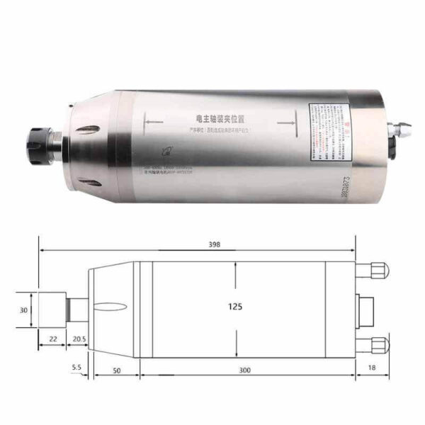 แกะสลักหิน 5.5KW แกนมอเตอร์ ER25 380V ระบายความร้อนด้วยน้ำ