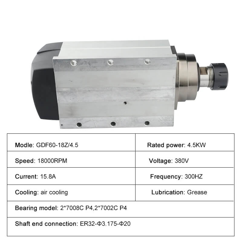 air cooled 4.5kw er32 spindle motor 4 bearing