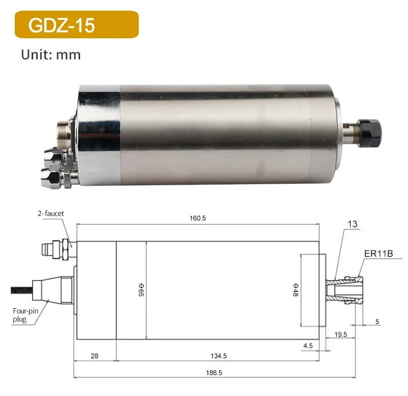 ջրով սառեցված cnc ֆրեզերային spindle