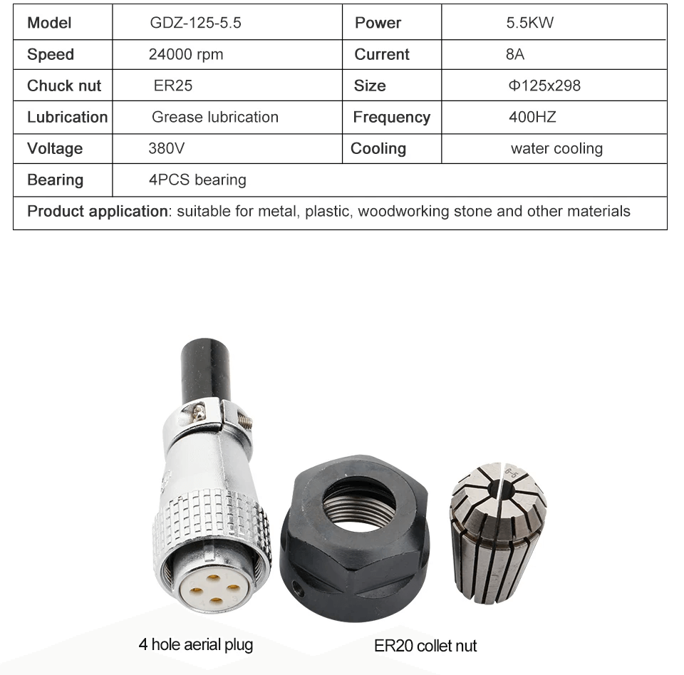 Vente en gros moteur de broche CNC 5.5kw