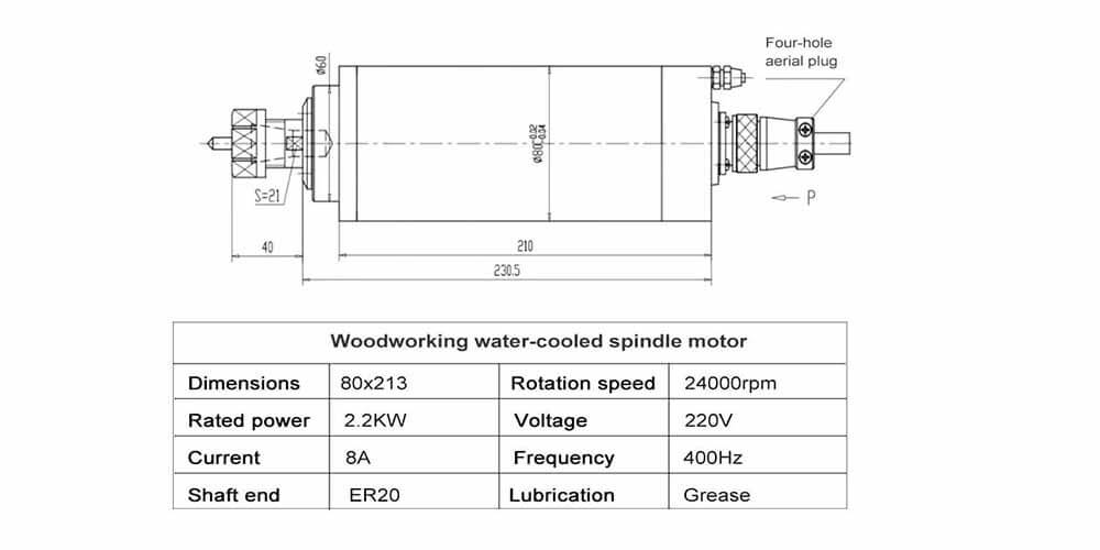 2.2kw водно охлаждане на шпиндели с ЦПУ