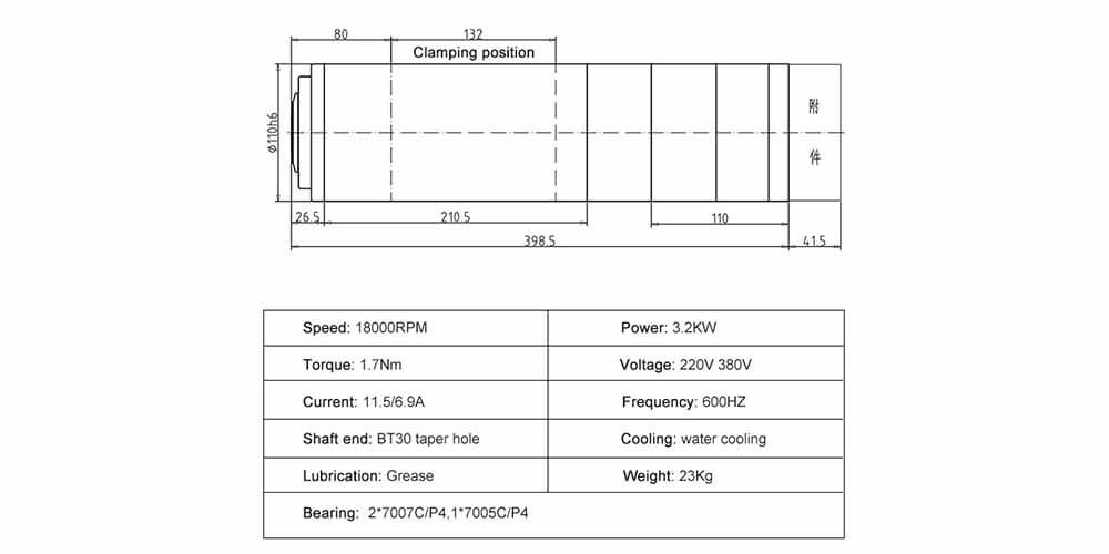 3.2kw atc cncスピンドル