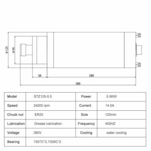 CNC 5,5KW ER25 vesijahutusega spindel