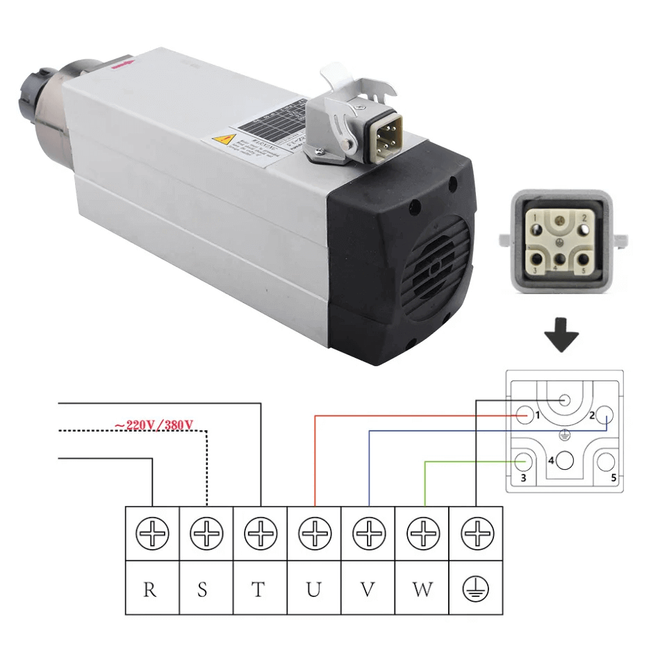 ER25 AC 3.5kW CNC Router Motorized HQD Air Cooled Spindle Motor Milling for Metal Cut